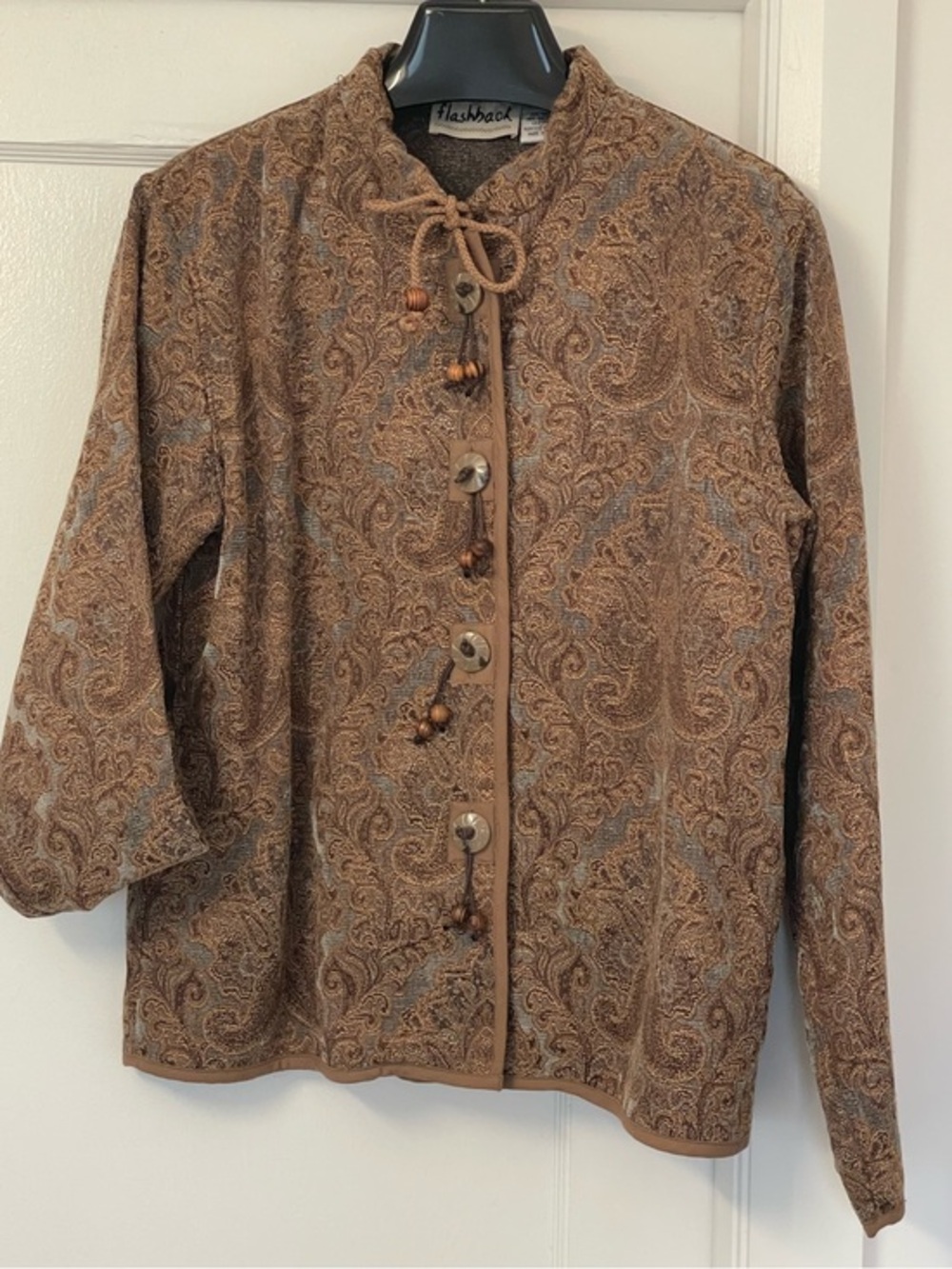 Brown Paisley Tapestry Button-Front Jacket